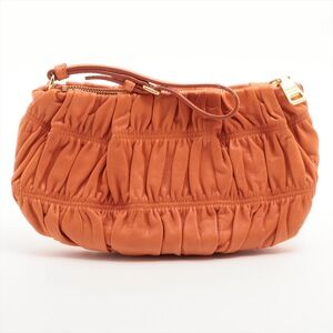 Prada Leather Nappa Pouch Orange